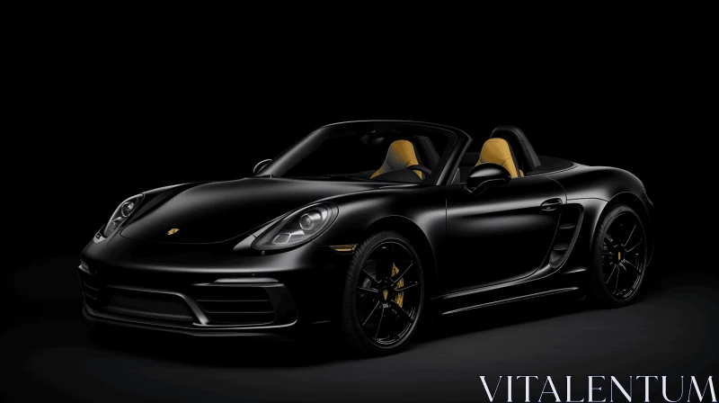 Black Porsche 911 Boxster: Flowing Silhouettes on a Dark Background AI Image