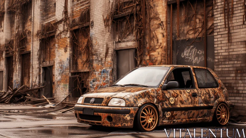Mythology-inspired Camouflaged Car in a Street | Hip-Hop Influence AI Image