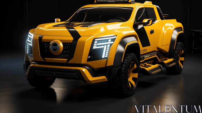 Nissan Titan Concept Car: A Cinematic Rendering in Dark Yellow AI Image