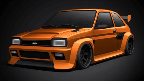 Orange Cartoon Car on Dark Background - Realistic and Hyper-Detailed