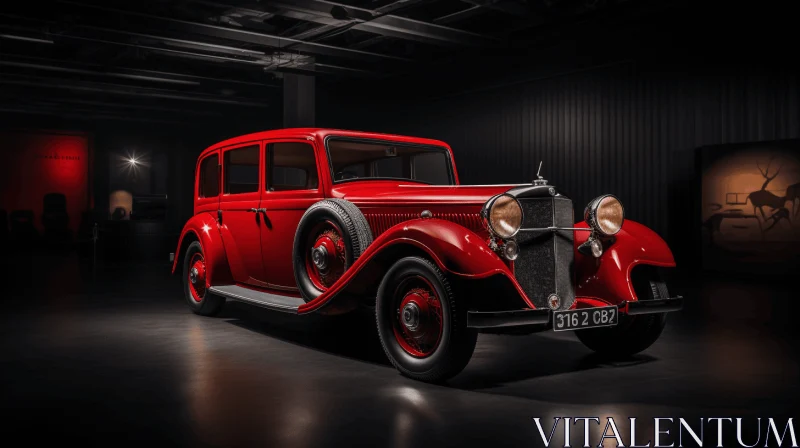 Captivating Red Car in Dimly Lit Room | Dutch Golden Age Inspiration AI Image