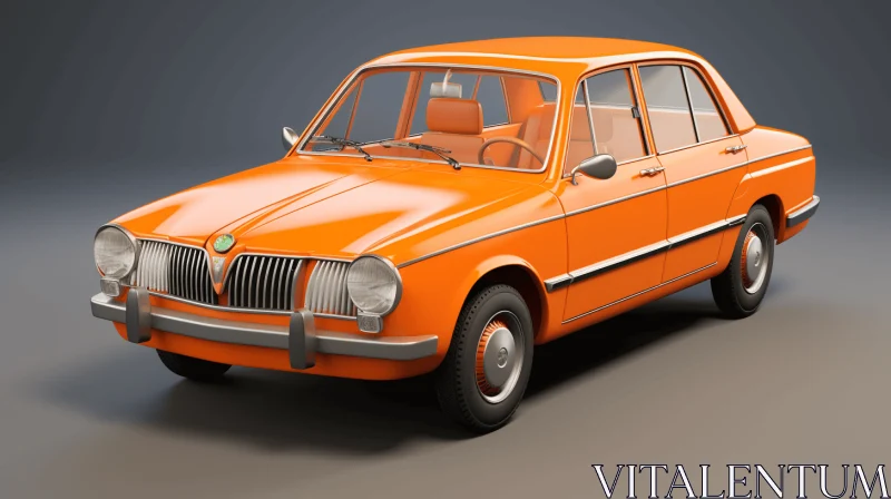 Classic Orange Car: Photorealistic Rendering in Barbizon Style AI Image
