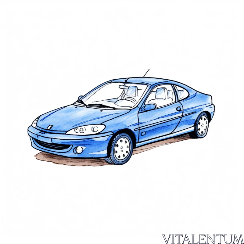 Captivating Blue Car Drawing in the Style of kodak vision3 250d 5207 AI Image
