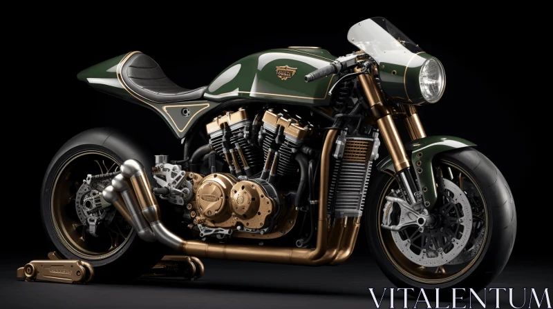 Captivating Green and Gold Motorcycle | Exquisite Craftsmanship AI Image