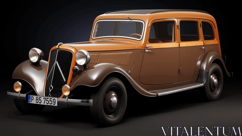 Brown Car in Realistic and Hyper-Detailed Style | Historical Reproductions AI Image
