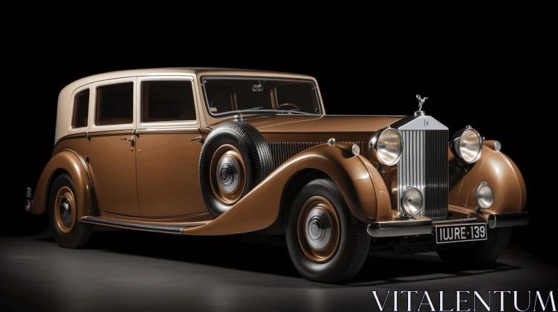 AI ART Vintage Rolls Royce Car - Elegant Light Orange and Dark Bronze Design