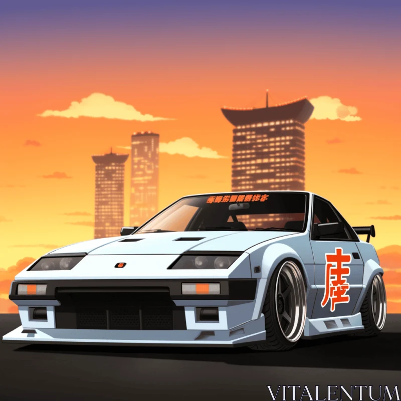 Anime Car in Japanese-Style Landscape | City Scene AI Image