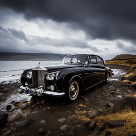 Black Classic Car Parked on Island | Atmospheric Scottish Landscapes