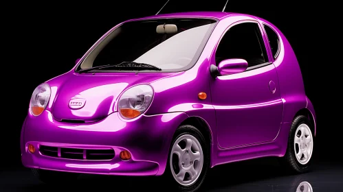 Captivating Purple Nissan Car on Black Background - Glamorous Kitsch Art