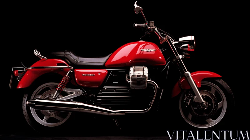 Red Motorcycle Parked Against Black Background | Velvia Style AI Image