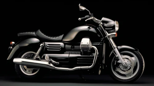 Bold and Striking Black Motorcycle on Dark Background