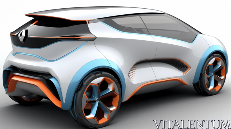 Captivating Futuristic Concept Car Artwork in Light Cyan and Orange AI Image