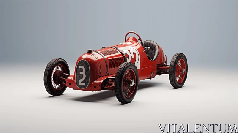 Charming 3D Image of Old Red Race Car in Bauhaus-Inspired Style AI Image