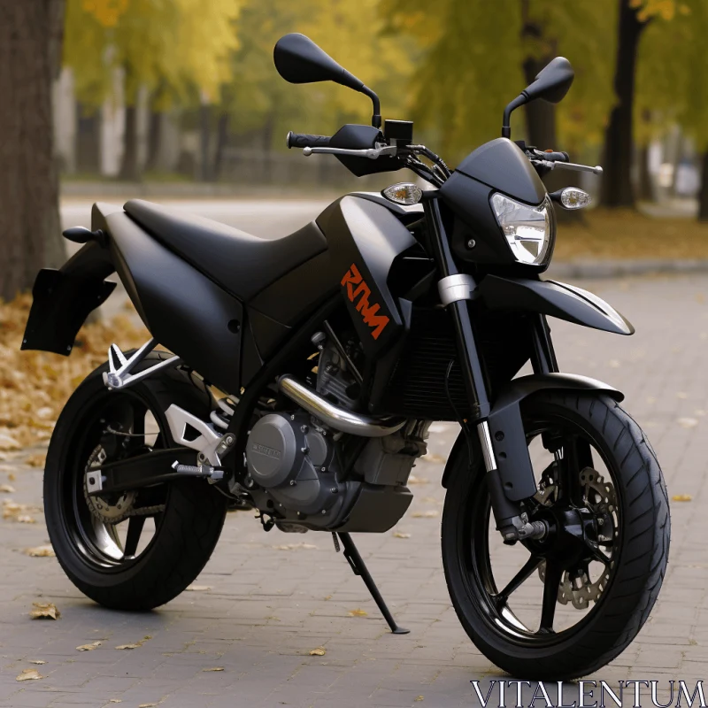 Motorcycle Parked on Street | Fusion of East and West | Clean-lined Design AI Image