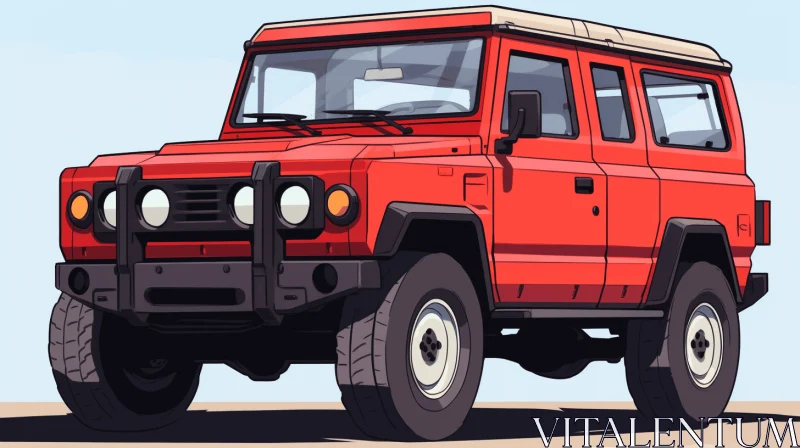 Red Land Rover Illustration with Neogeo Style | Art of the Congo AI Image