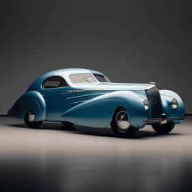 Captivating Blue Vintage Car in Dark Room: Art Nouveau 1940s-1950s Design