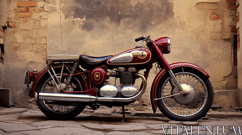 Vintage Motorcycle Parked Next to a Building - A Captivating Image AI Image