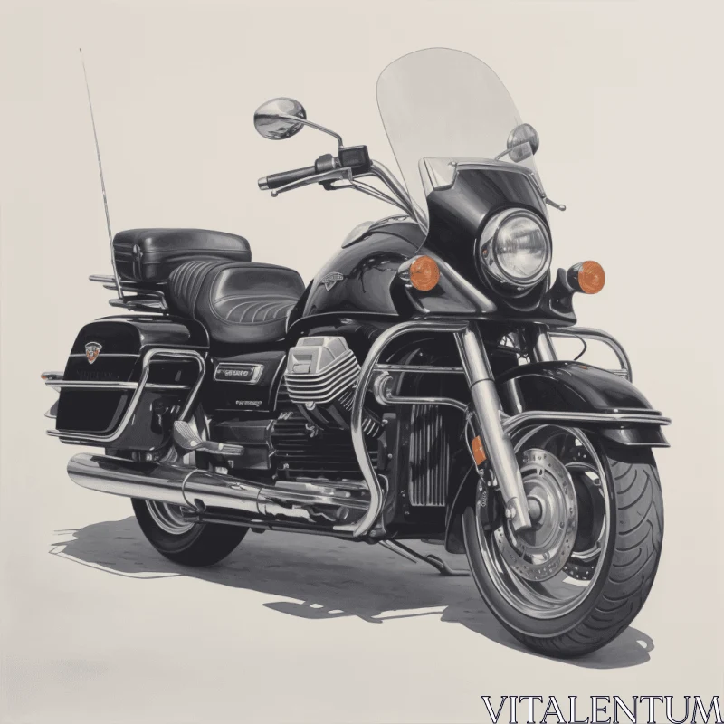 AI ART Meticulously Detailed Black and White Motorcycle Drawing