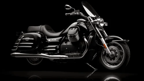 Sleek Black Motorcycle on a Black Background - Captivating Speed and Elegance