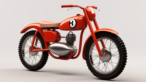 Vintage Red Motorcycle Artwork - Retro Charm and Clean Design