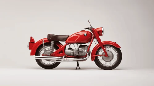 Vintage Red Motorcycle on Grey Background - Photorealistic Renderings