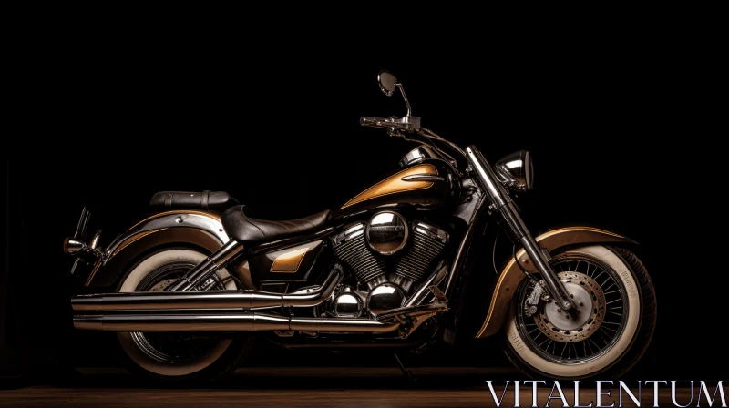 Luxurious Gold Motorcycle with Chrome Finish - Studio Photography AI Image