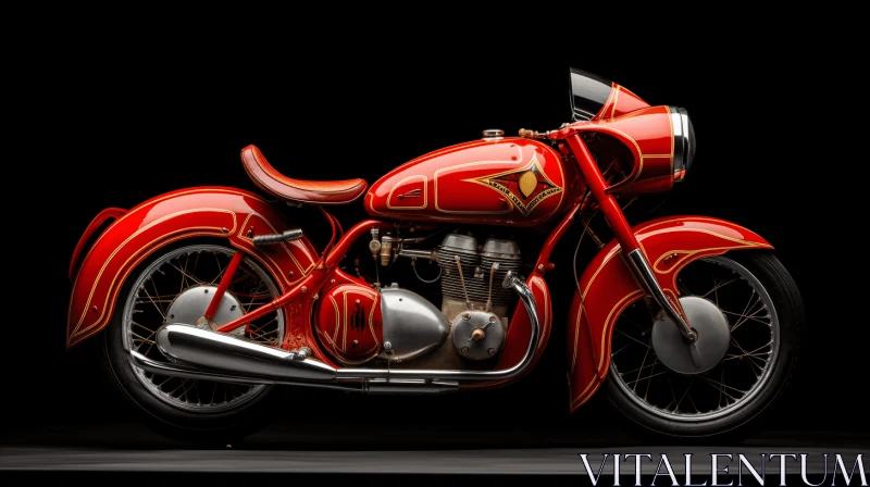 Captivating Red Antique Motorcycle: A Timeless Artwork AI Image