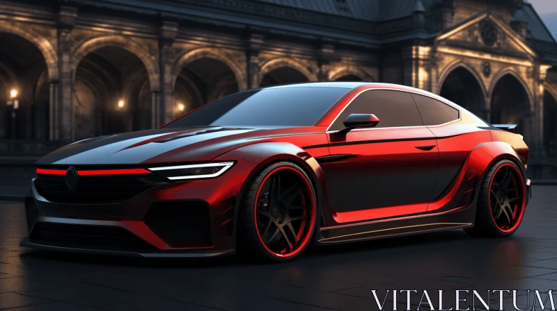 Striking Concept Car with Red Rims - Realistic and Hyper-Detailed Rendering AI Image