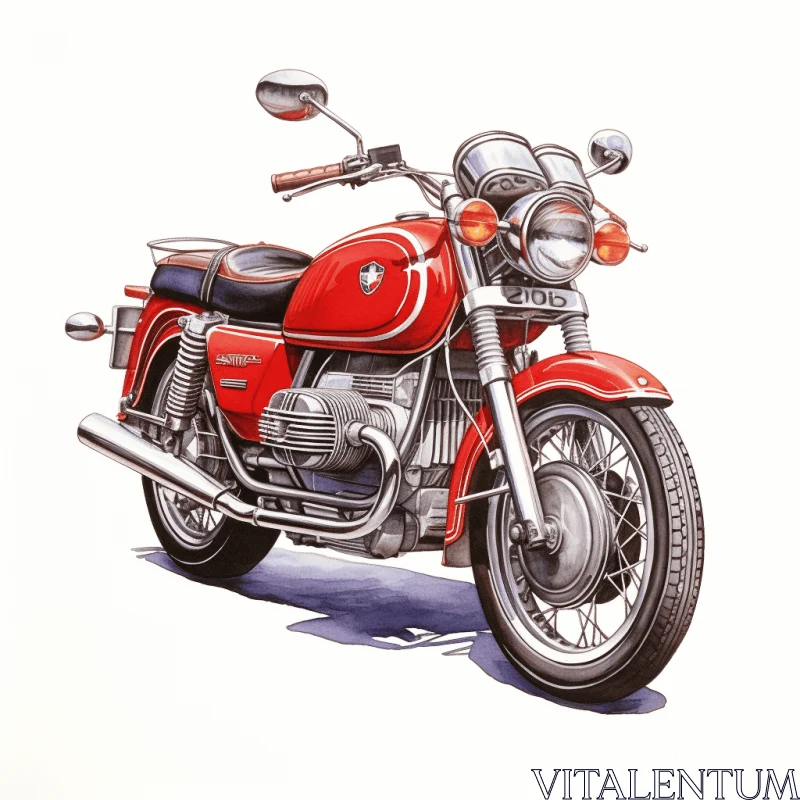 Meticulously Drawn BMW Motorcycle with Red Lights | Reinforced Classicism AI Image