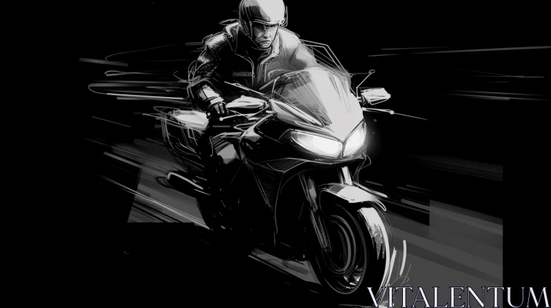Dynamic Motorcycle Sketches | Black and White Artwork AI Image
