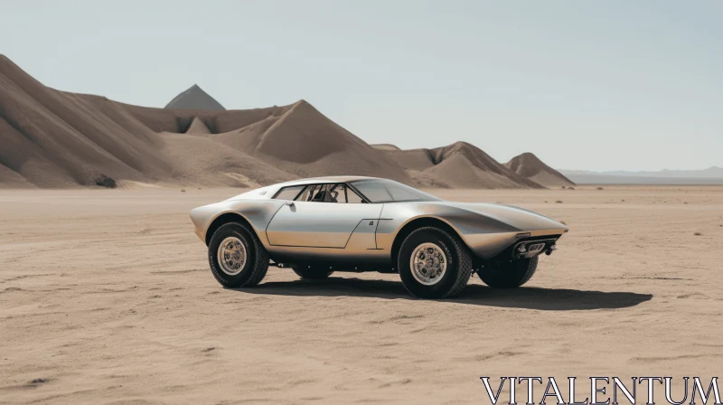 Futuristic Car in Desert: A Timeless Symbol of Elegance AI Image