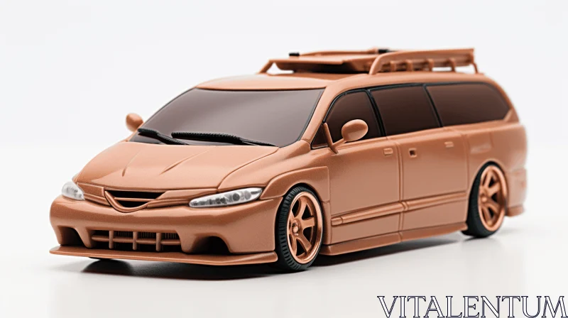 Hyper-Realistic Sculpture of a Japanese Toy Car with Tan Roof and Wheels AI Image