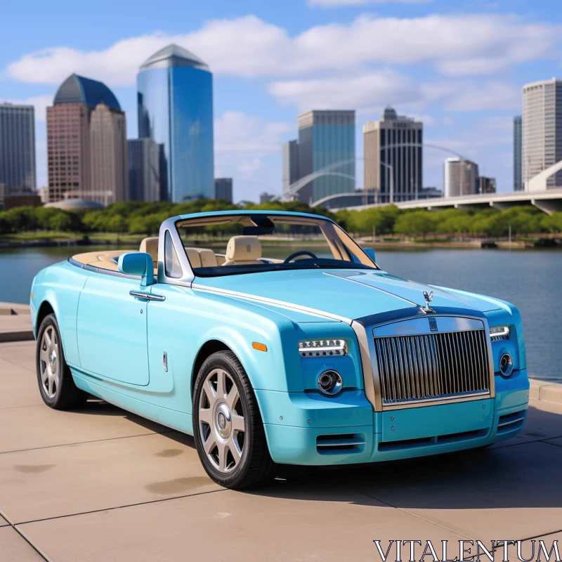 Blue Motor Car: A Luxurious Pop Culture Icon AI Image