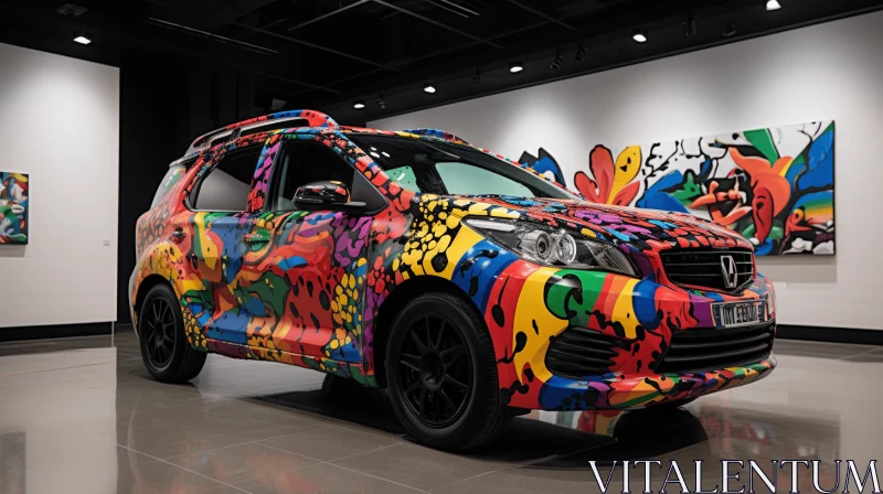 Exotic Car in Art Gallery with Vibrant Florals | Car Art AI Image