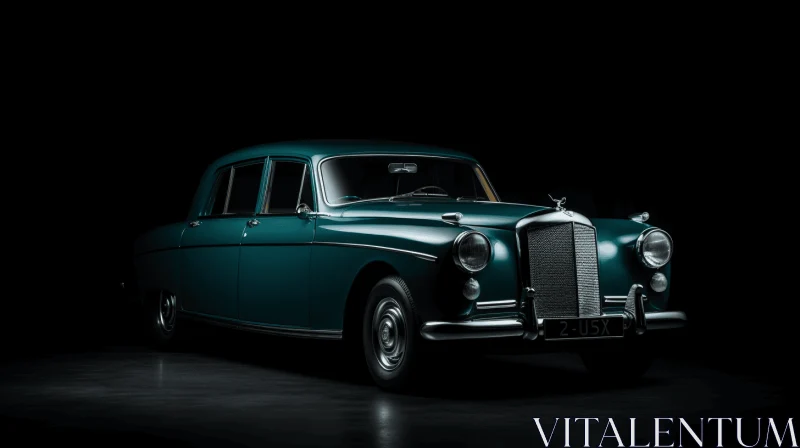 AI ART Green Vintage Car in Dark Setting | Luxurious Textures | Detailed Portraitures