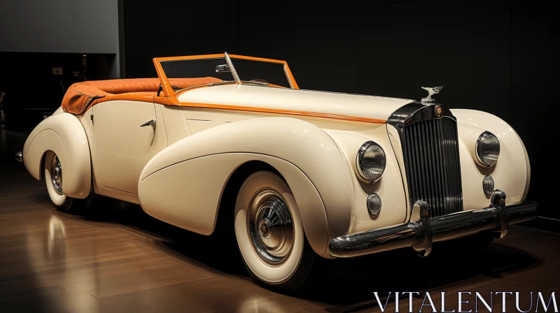 AI ART Elegant Vintage Car Displayed in Dark Beige and Amber Style