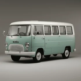 Vintage Green Bus on Grey Background | Photorealistic Renderings