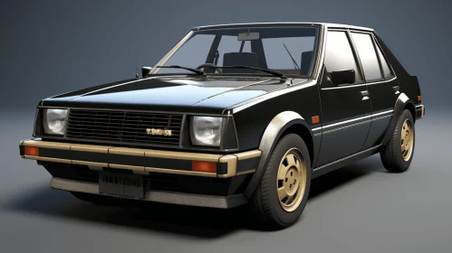Black and Gold Car: Anime Aesthetic from the 1980s