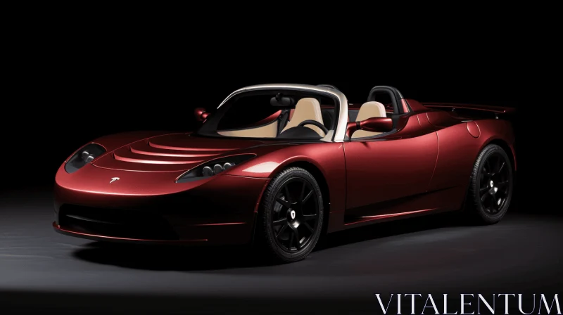 Exquisite Tesla Sports Car Concept in Red: A Captivating Vision of Futuristic Craftsmanship AI Image
