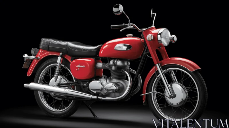 Red Motorcycle Against Dark Background - Classic Design AI Image