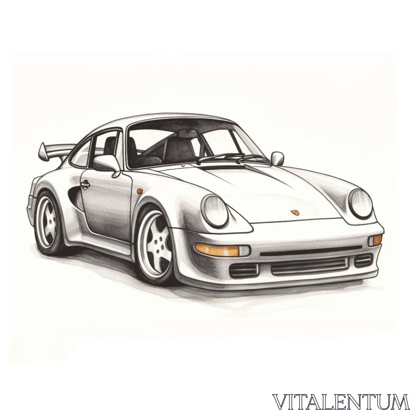 Detailed Character Illustration of a Porsche 911 RS Sketch AI Image