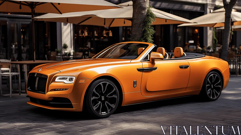 Orange Roll Royce Car in a Parking Lot - Playful and Sophisticated Artwork AI Image