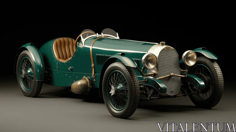 Vintage Bugatti Sports Car: Dark Green and Beige | Meticulous Detailing AI Image