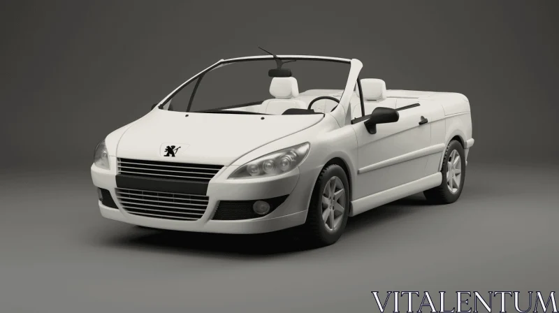 AI ART White Convertible Peugeot Car | Minimalistic Composition