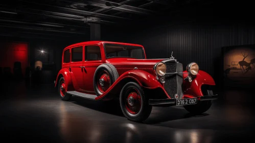 Captivating Red Car in Dimly Lit Room | Dutch Golden Age Inspiration