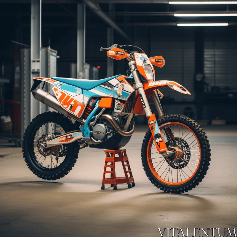 Captivating Dirt Bike in a Garage | Dutch and Flemish Influence AI Image