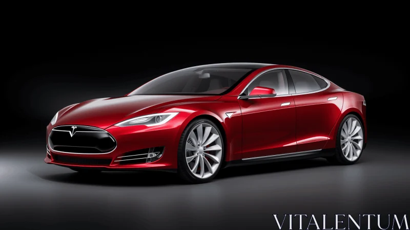 Captivating Red Tesla S - Hyperrealistic Artwork AI Image