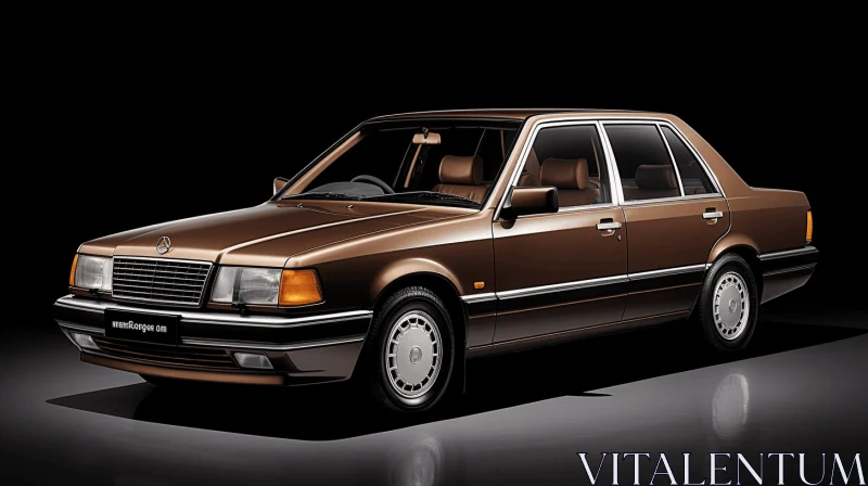 Vintage Brown Car on Black Background - Opulent Minimalism AI Image