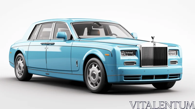 Blue Rolls Royce Phantom Car - Detailed Engraving Style AI Image