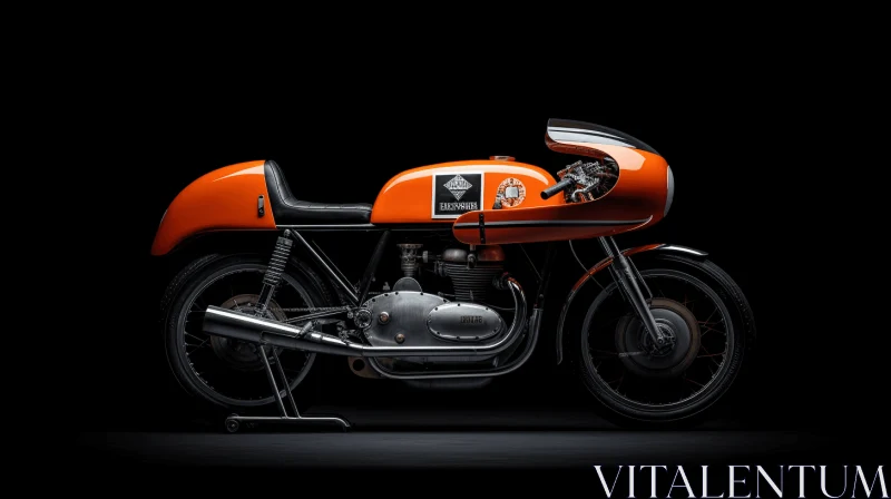 Captivating Orange Motorcycle against Dark Background | Vintage-inspired Design AI Image